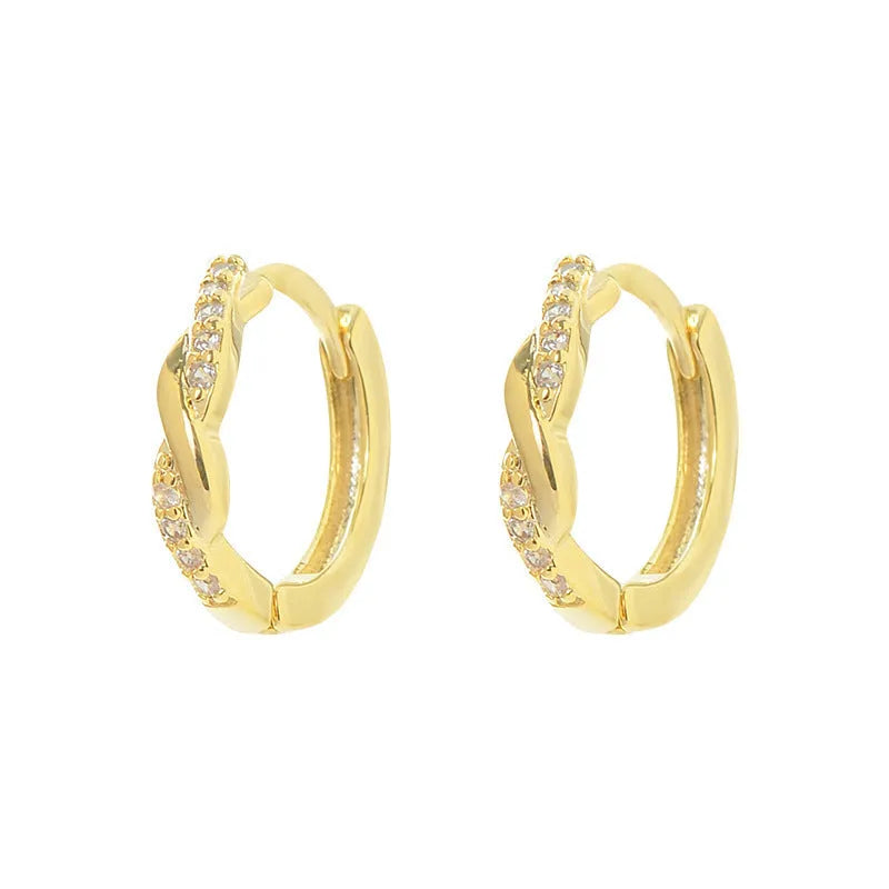 Women's geometric interwoven hemp rope earrings in gold or silver with copper construction