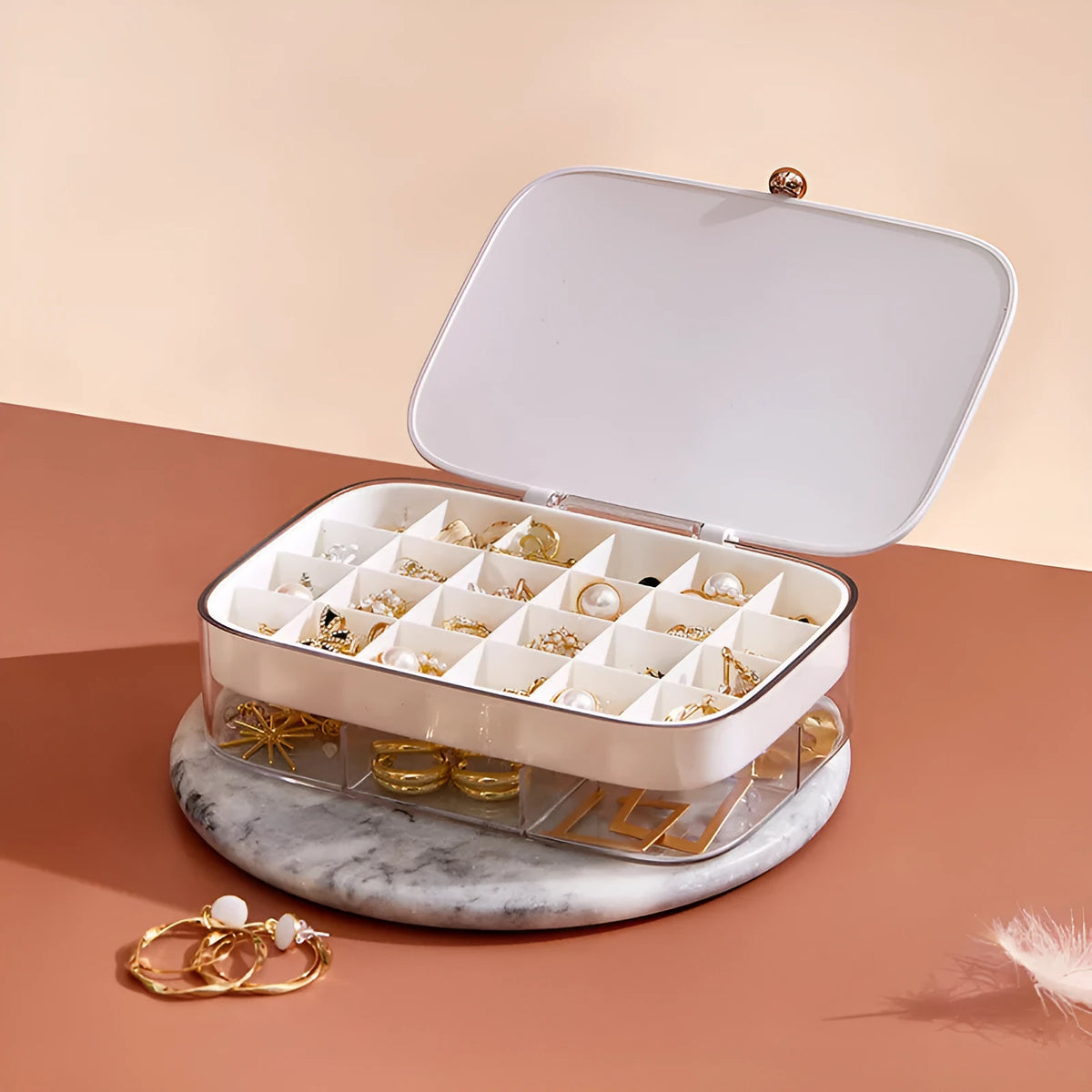Modern minimalist jewellery storage box in green, white, pink or red bean paste colours