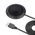 Black omnidirectional USB desktop microphone with zinc alloy shell and metal mesh cover