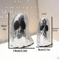Silver Halloween ghost desktop decoration with mosaic mirror patch inlay on glass.