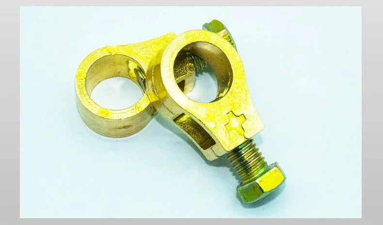 Pure copper car battery clamp with screw tightening mechanism