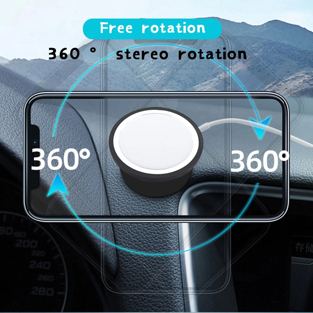 Black magnetic car phone holder with air vent bracket and dashboard base mounting options
