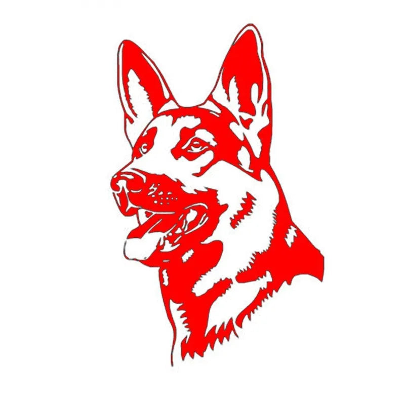 Reflective hunting dog car sticker showing Alsatian Shepherd design in silver white colour