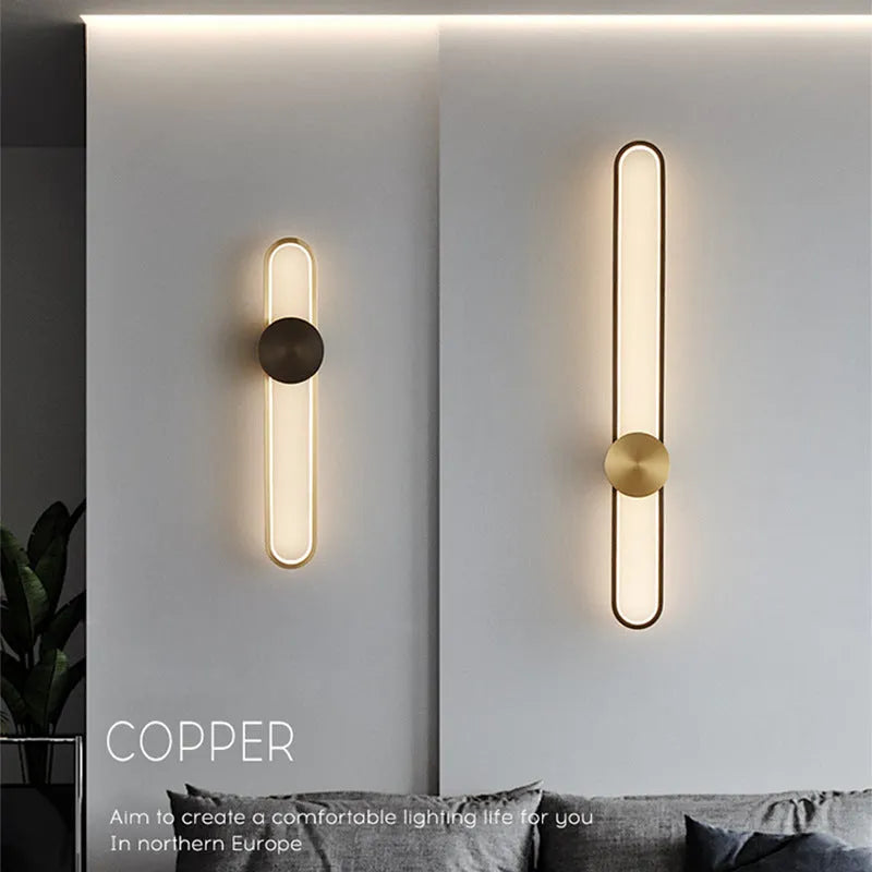 Modern minimalist 60cm round wall lamp with iron shade and LED lighting