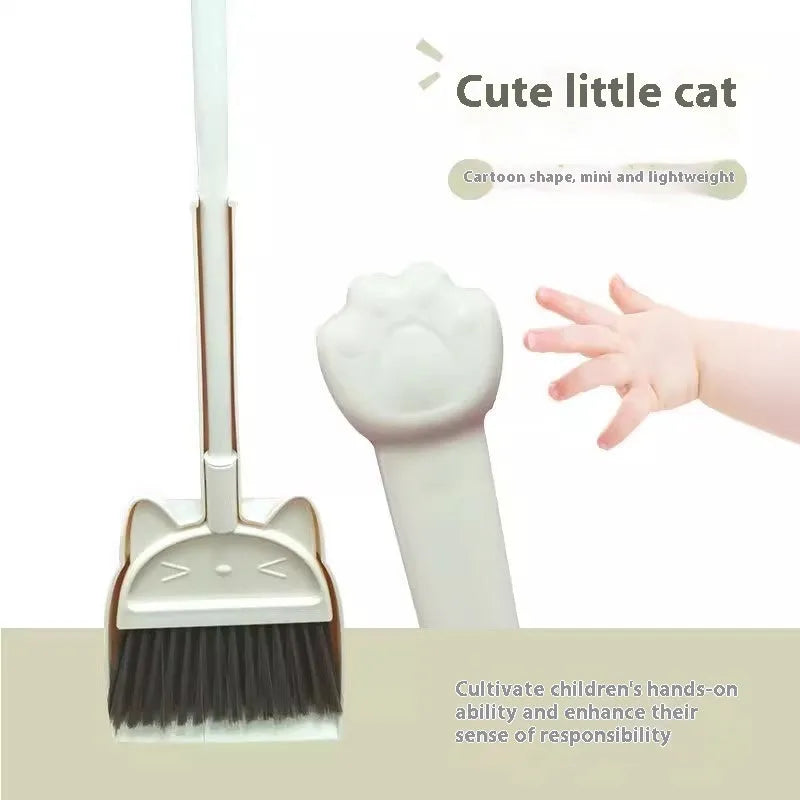 Purple broom and dustpan set with rotating brush holder and non-stick surface