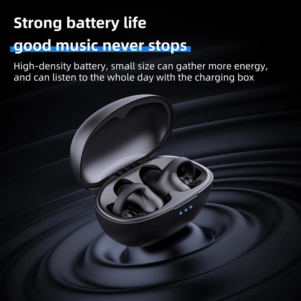 Black T306 wireless Bluetooth sports headset with ear hook and clip-on design for gaming and fitness.