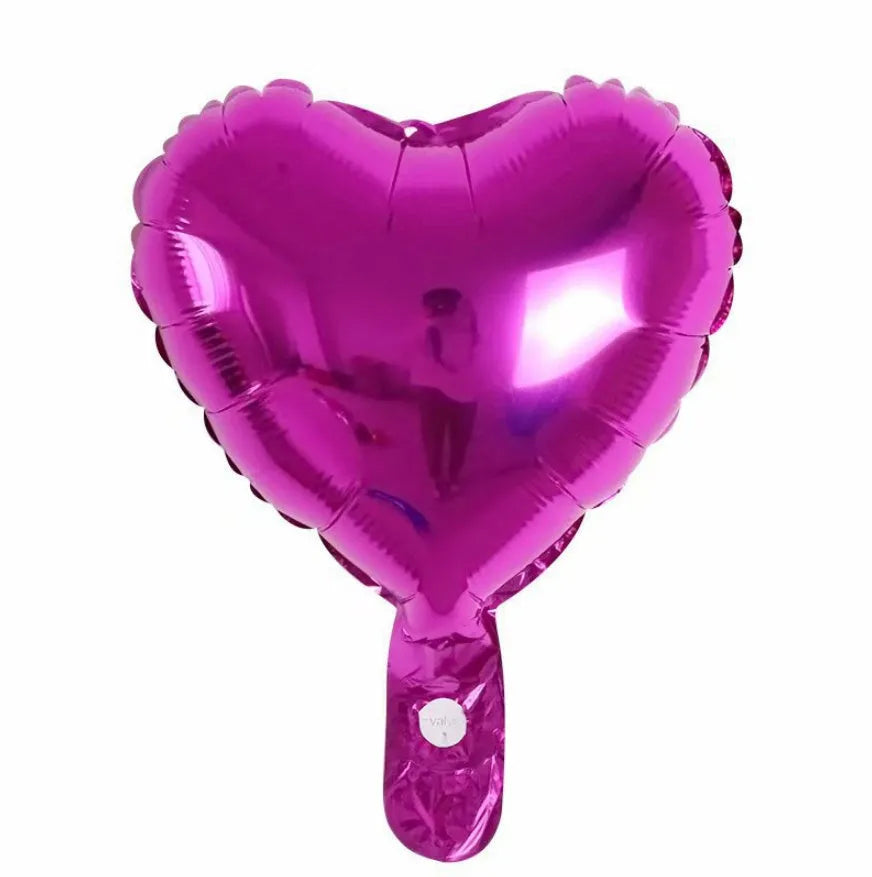 Five peach heart-shaped aluminum balloons with sparkling finish in assorted colours