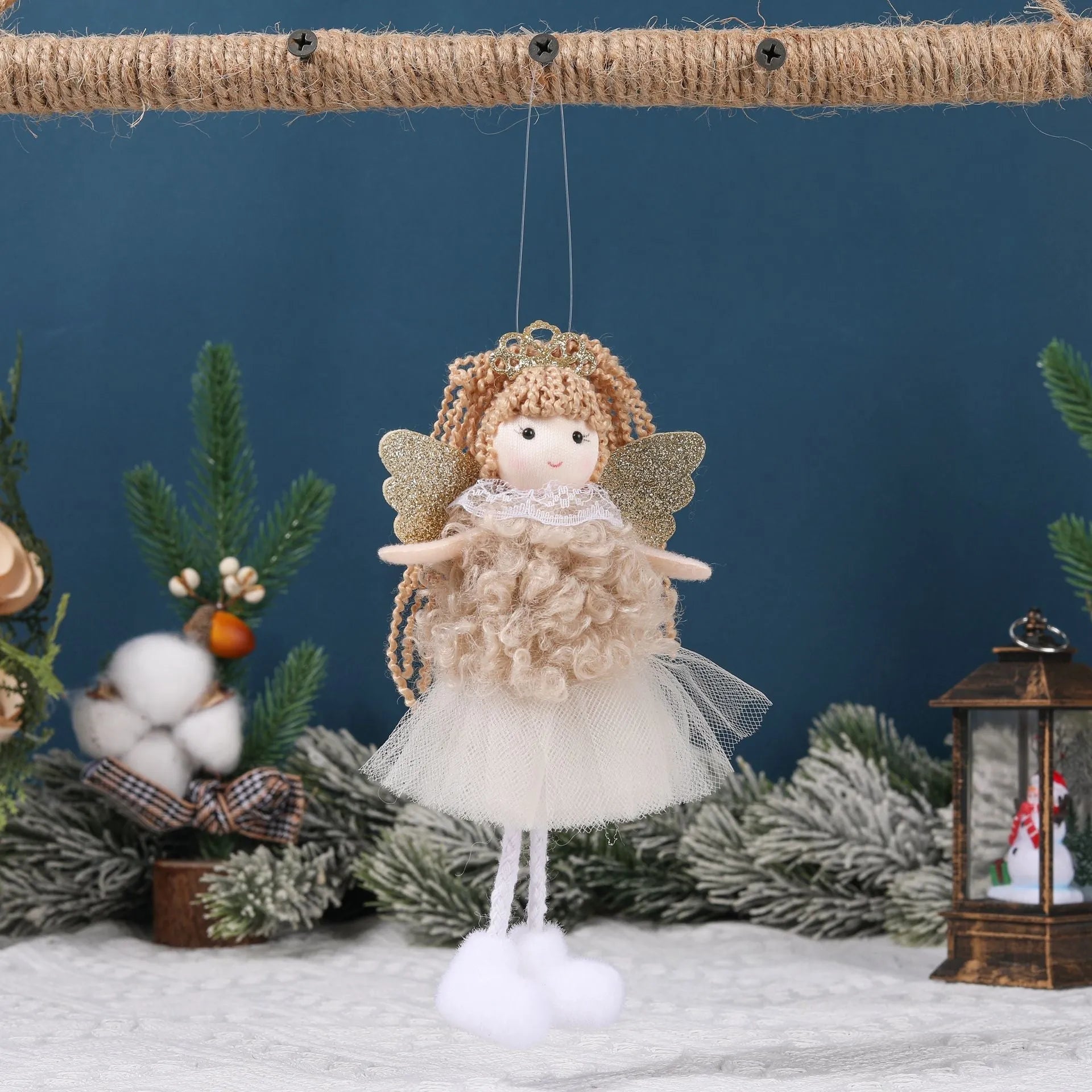 Cartoon Christmas angel girl fabric pendant for high ponytail hair decoration.