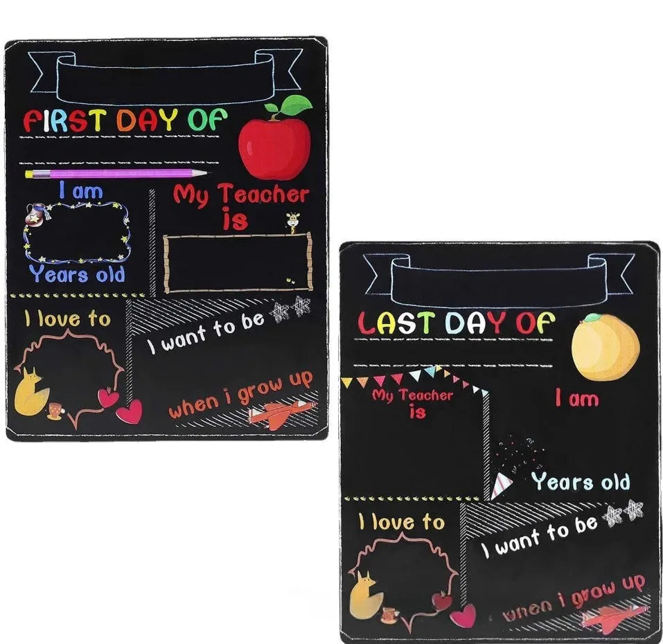Wooden first day of school blackboard craftwork with modern simplicity design