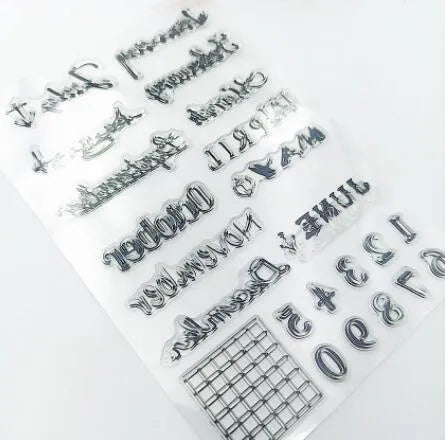 Clear transparent silicone stamp showing vintage icon and calendar date design.