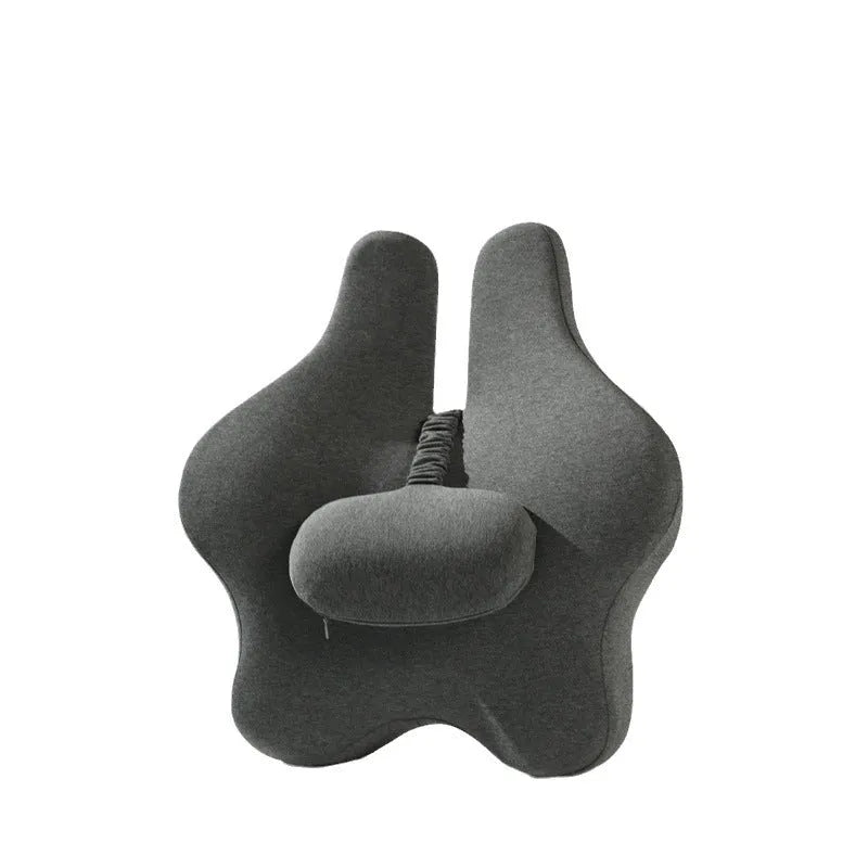 Car cushion with adjustable memory foam waist support in black, grey and pink colour options