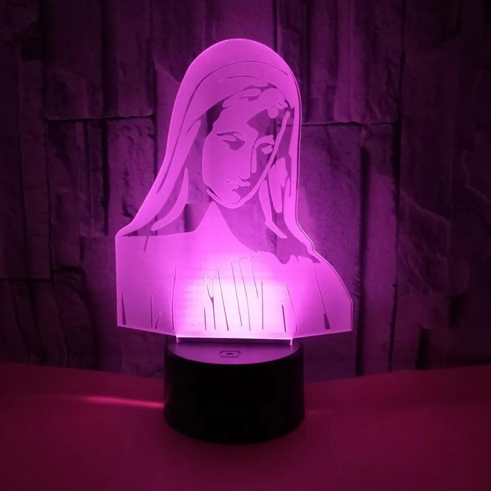 3D LED night light with laser-engraved acrylic plate showing dual ring pattern illumination
