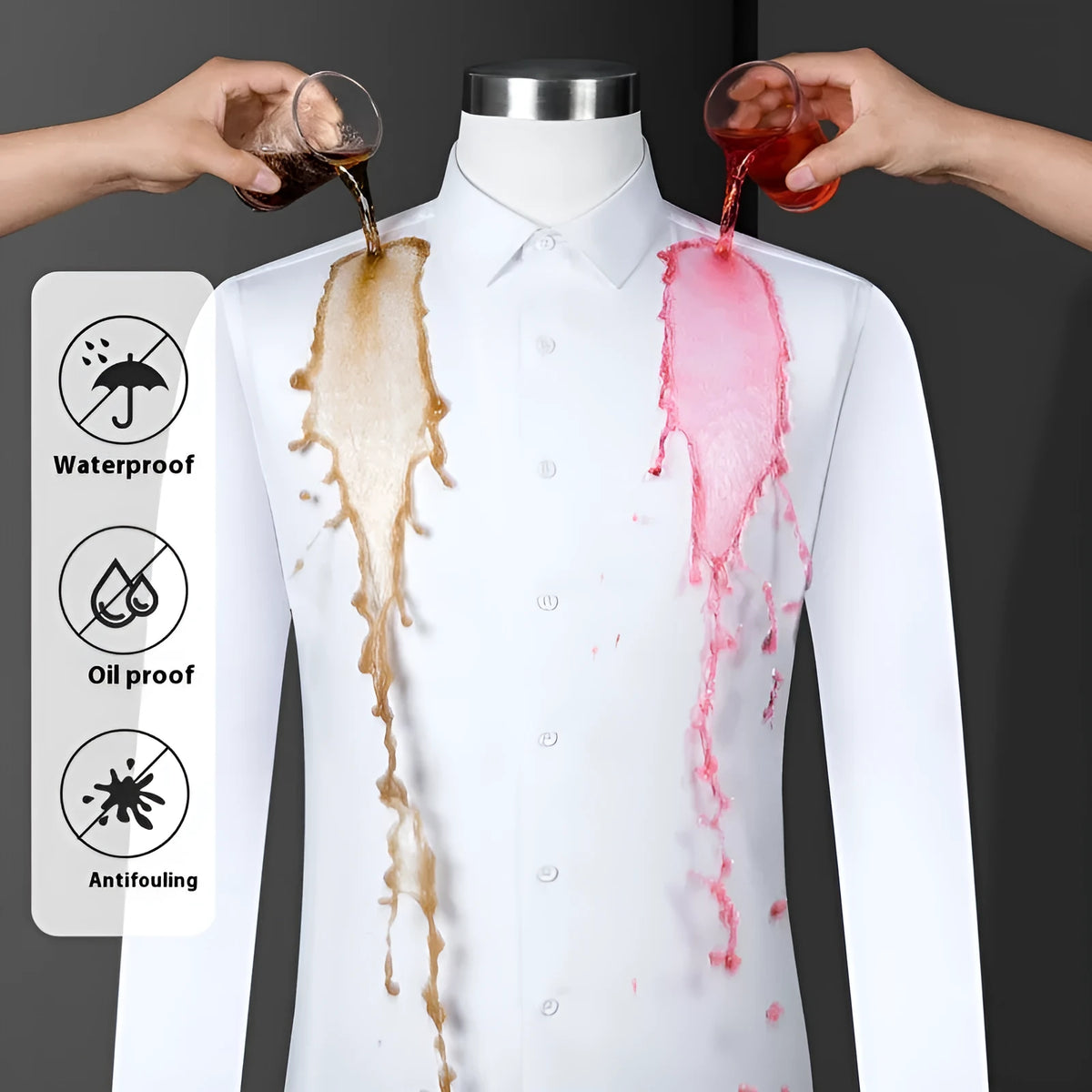 Mens bamboo fibre business shirt with waterproof and stain resistant properties in slim fit design