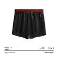 Solid colour men's polyester boxer briefs in black, shown with mid-waist design.