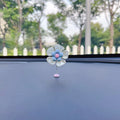 Plastic car decoration ornament with swing design in blue colour showing 5cm height measurement