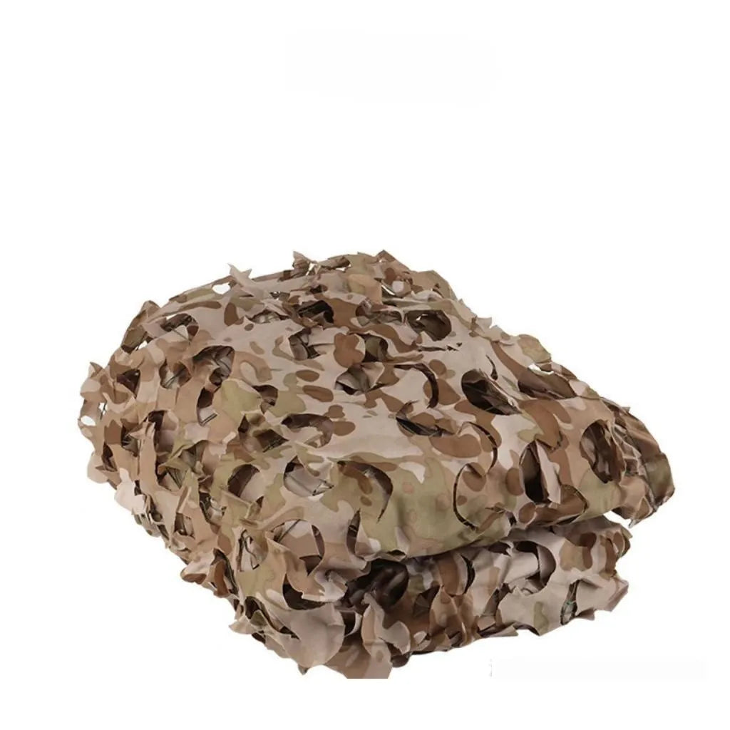 Green camouflage cover net deployed for outdoor concealment with multiple pattern options