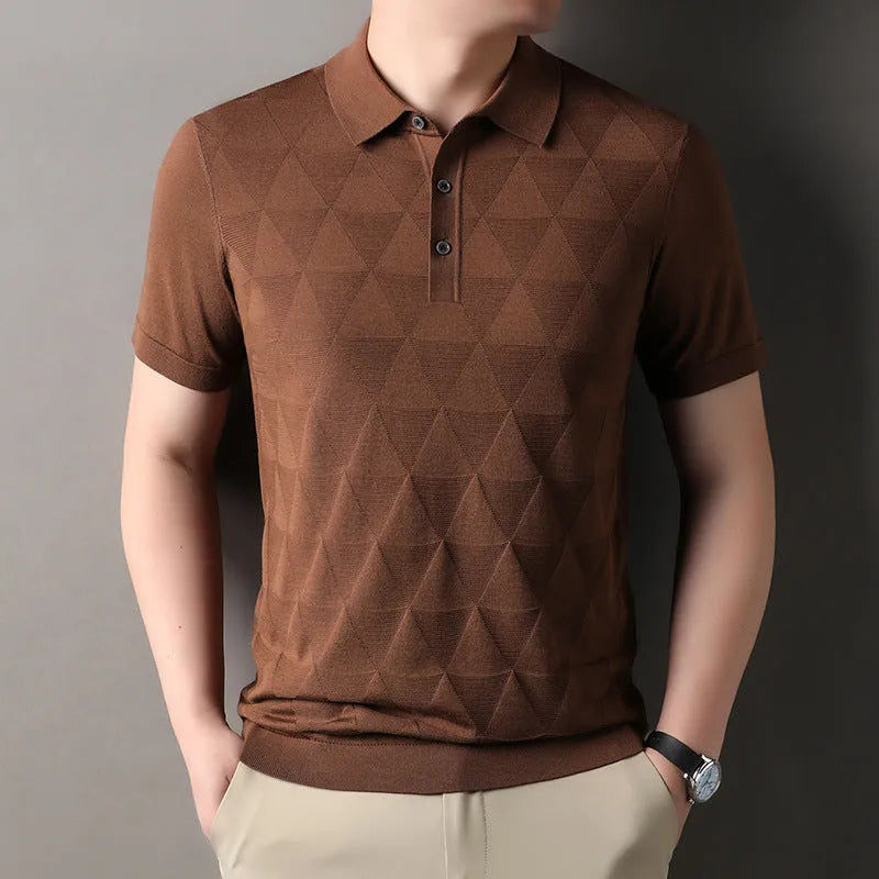 Men's thin ice silk short sleeve T-shirt in lyocell fabric, shown in DX525 Green colour.