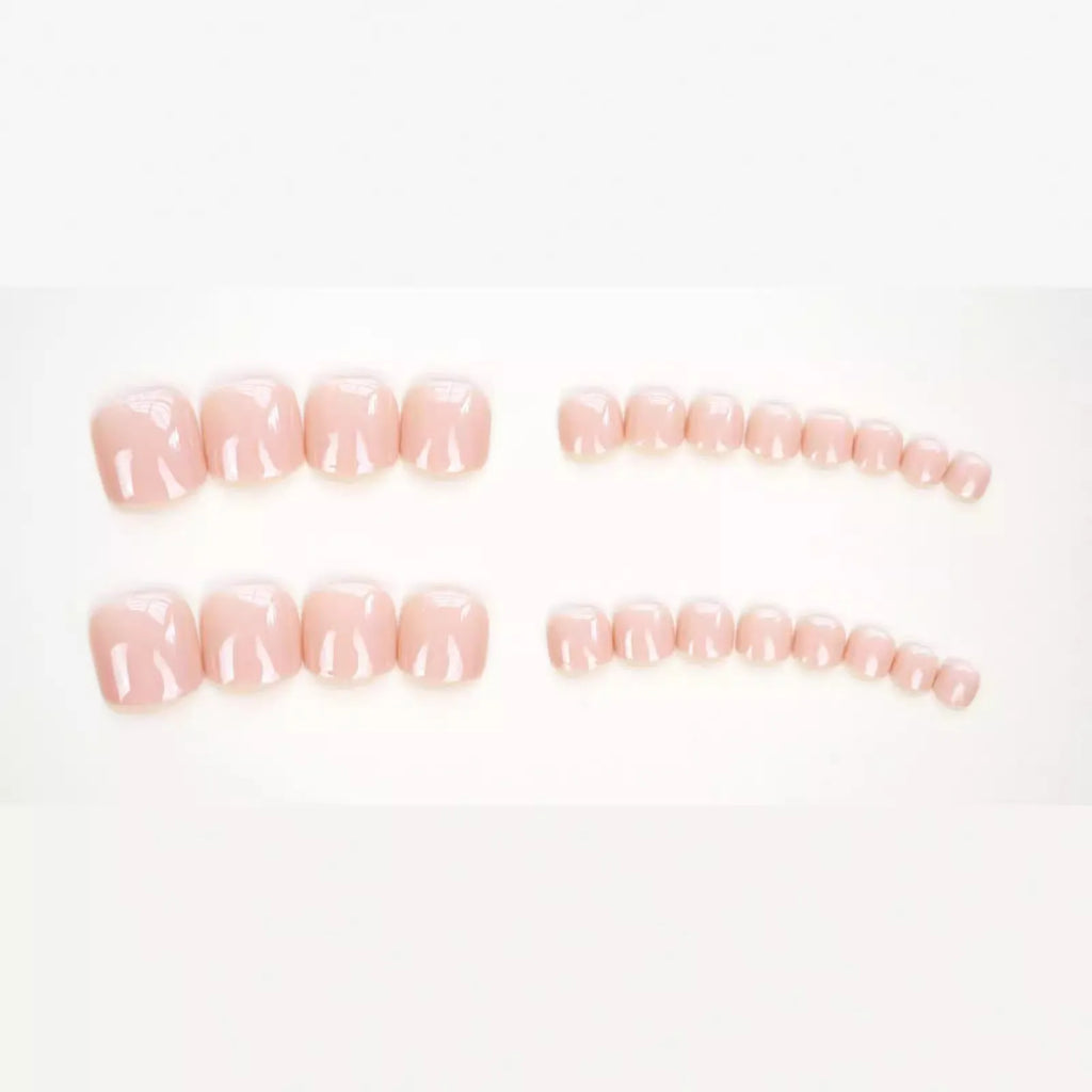 Finished plastic toenail stickers in skin colour with adhesive glue for fashion nail decoration