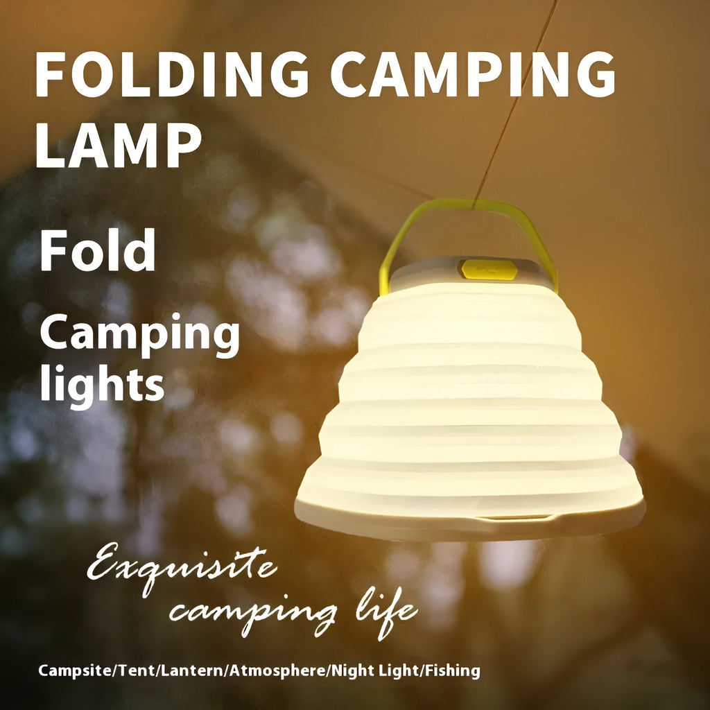 White portable camping lamp with large capacity and single-key cycle switch for tent and outdoor lighting