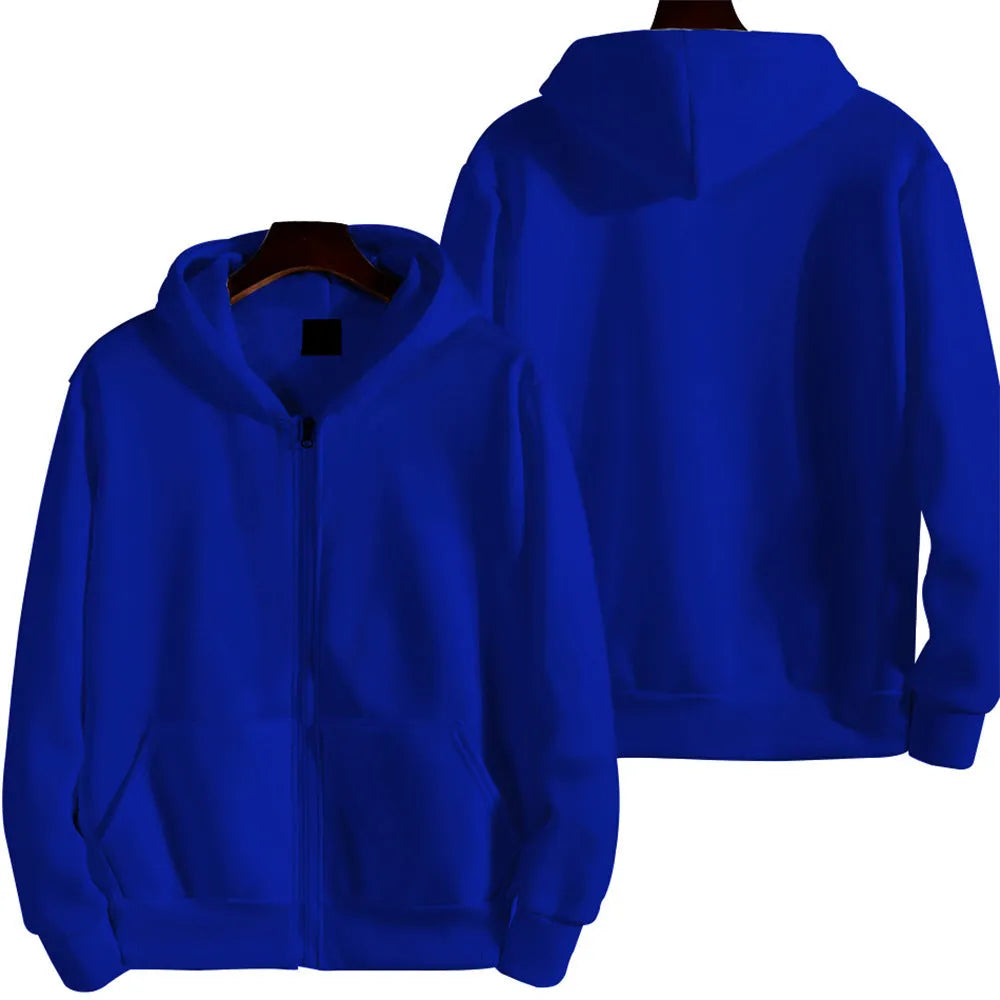 British loose sports American zipper jacket for men in solid colours with cardigan style and no padding design