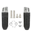 Black aluminium alloy motorcycle footrest pedal set for Suzuki Hayabusa and V-Strom models.