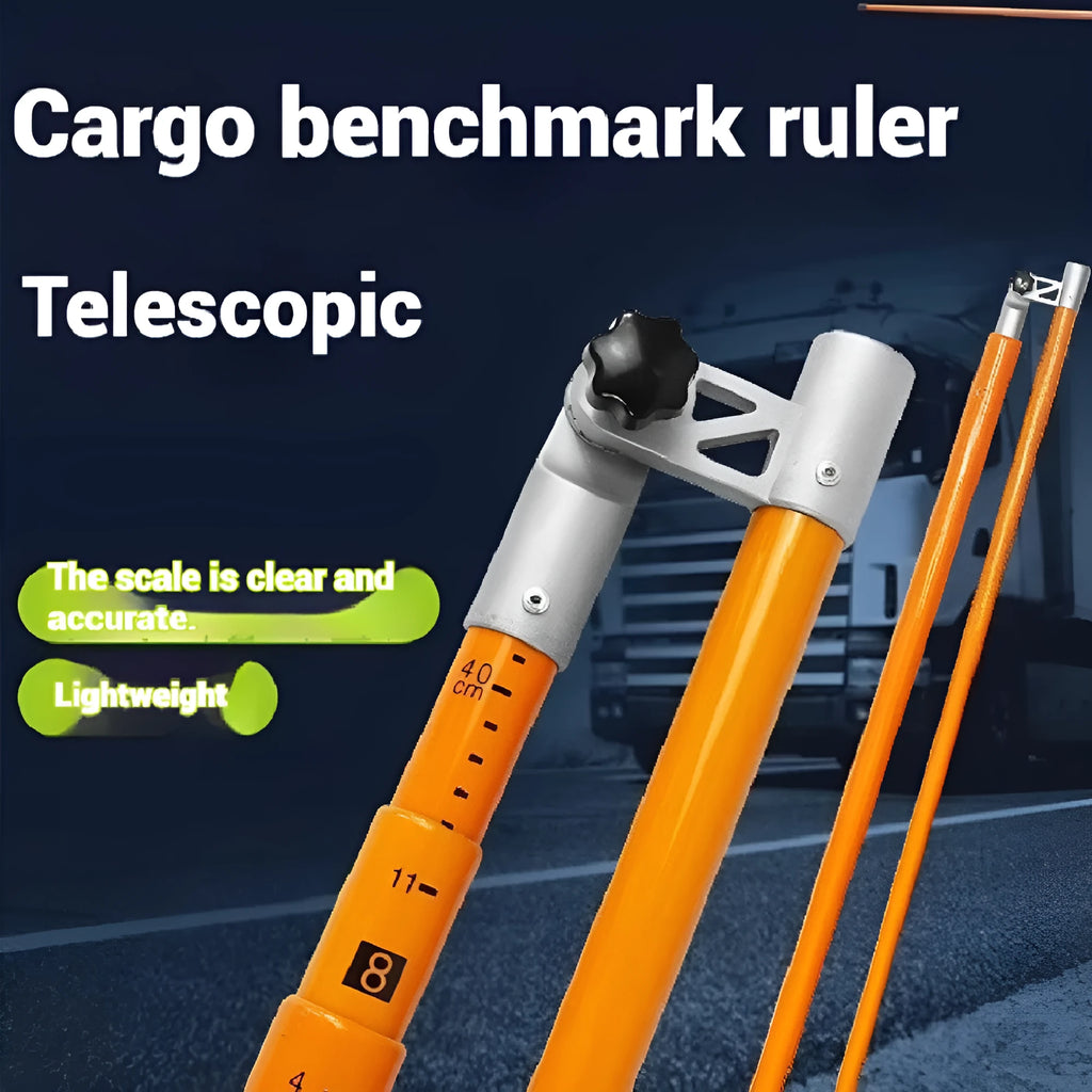 A telescopic cargo truck height measuring rod made from black glass fibre composite, shown extended to its full height.