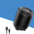 Black and white small Bluetooth speaker with AI voice control and buttons