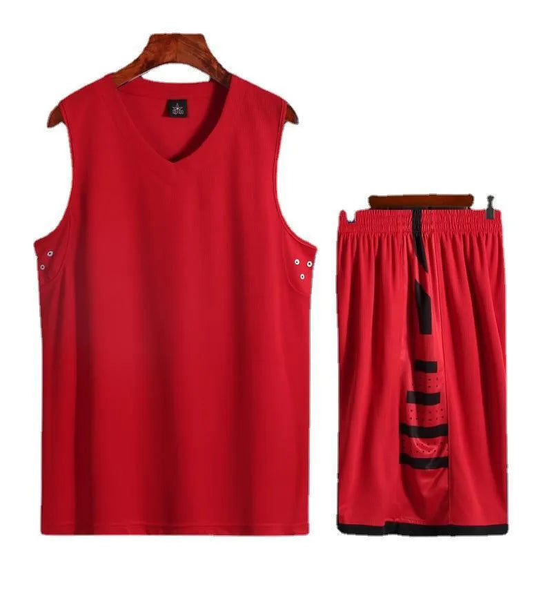 Breathable black and white sports vest and pants set for student training and fitness.