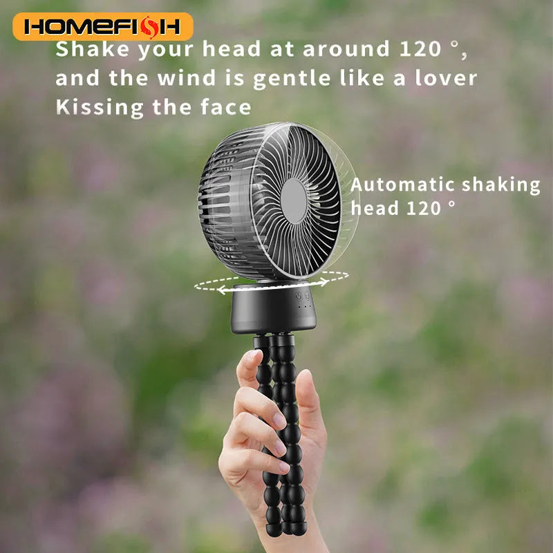 HOMEFISH F2 portable fan with automatic shake head mounted on a removable bracket