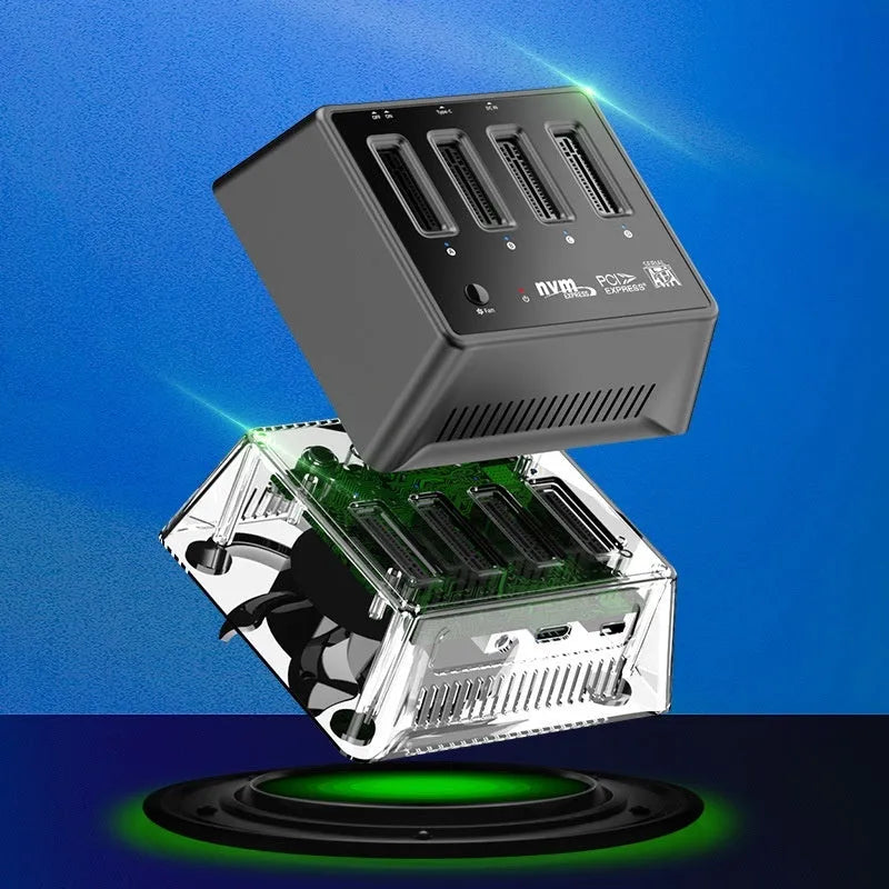 Aluminium M2 dual protocol SSD base enclosure measuring 90x78x34mm in K30174P2 colour
