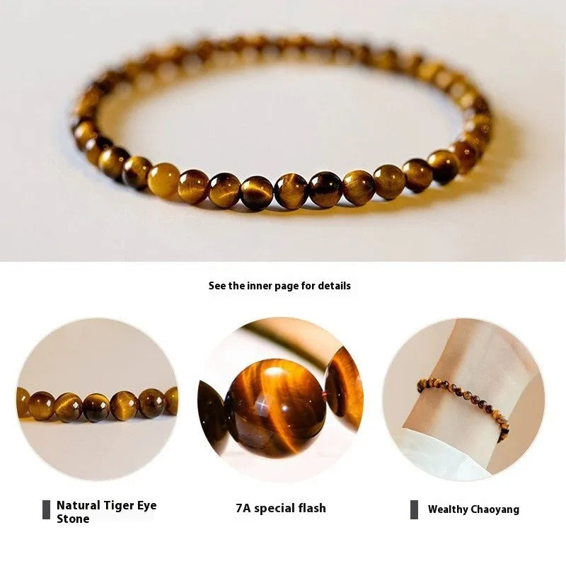 New Chinese style tigereye bracelet with geometric design and round beads