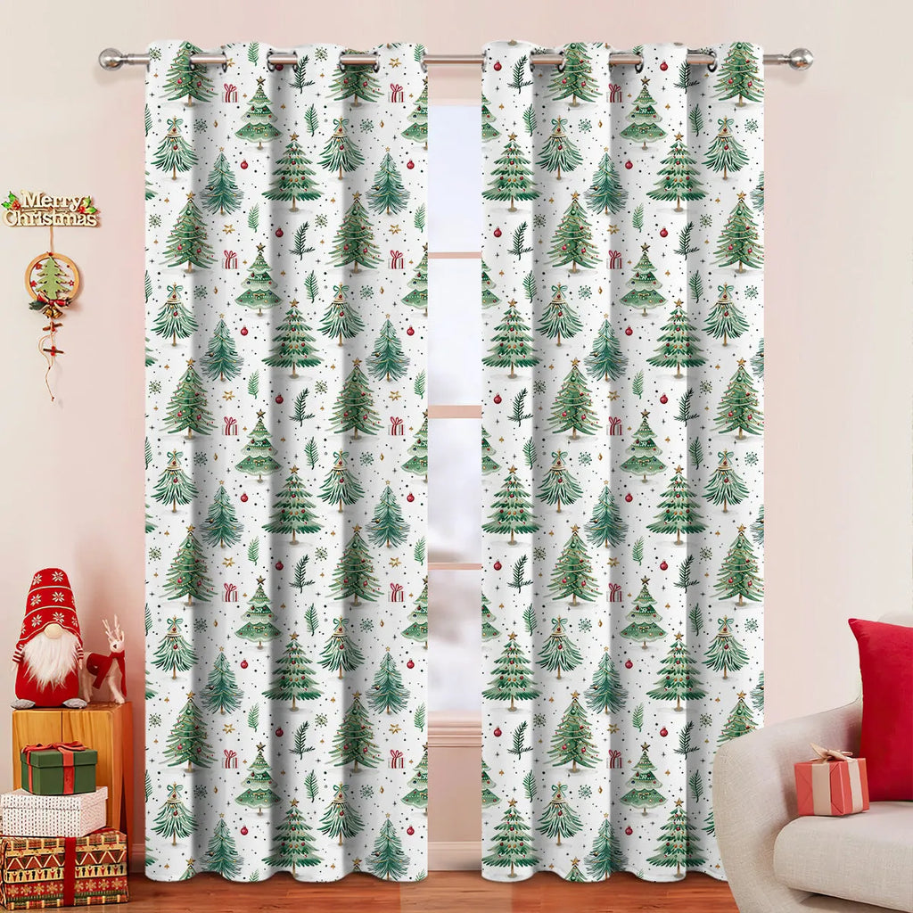 Christmas Forest pattern punching decoration shading curtain in modern simplicity style