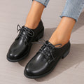 Black women's professional work shoes with thick chunky heel and soft sole