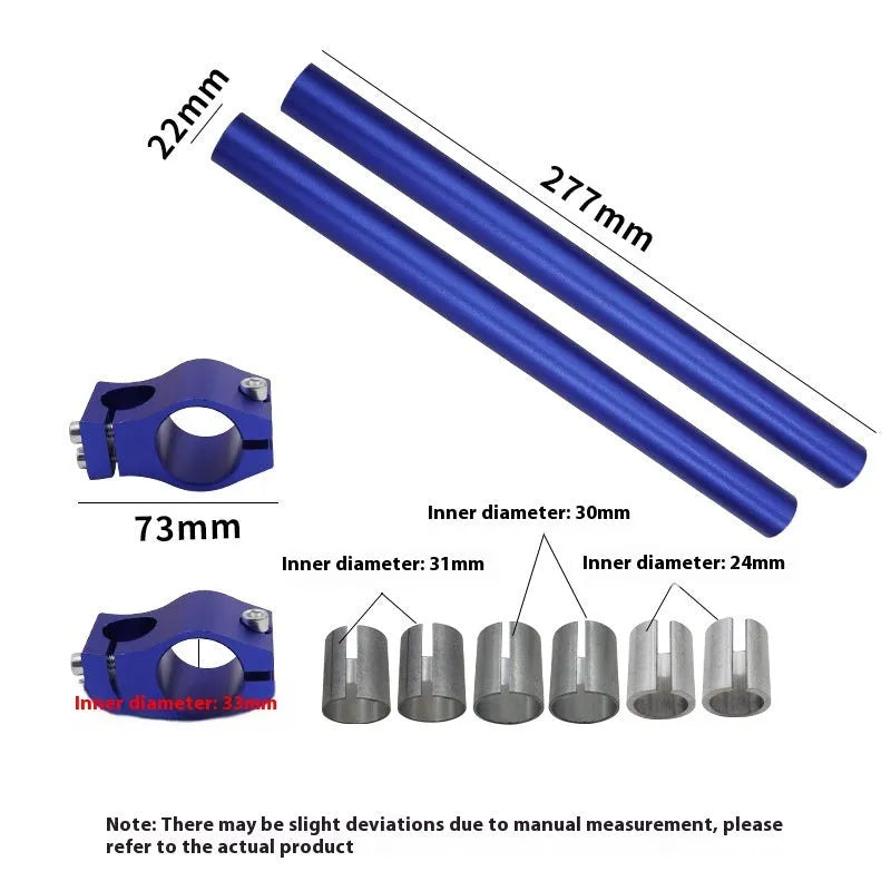 CNC separated motorcycle handlebar in aluminium alloy, universal fit, shown as a pair for motorcycle modification.