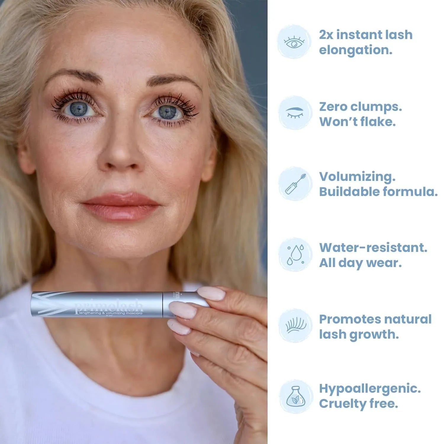 Close-up of a single eyelash brush and comb beauty tool for eye black application.