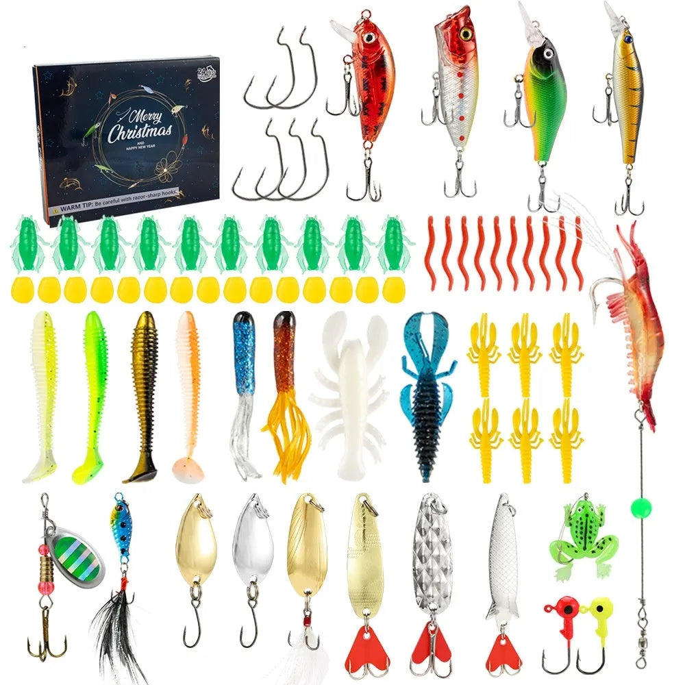 24-piece Christmas Mino Bog metal fishing blind box set with complete fishing tackle