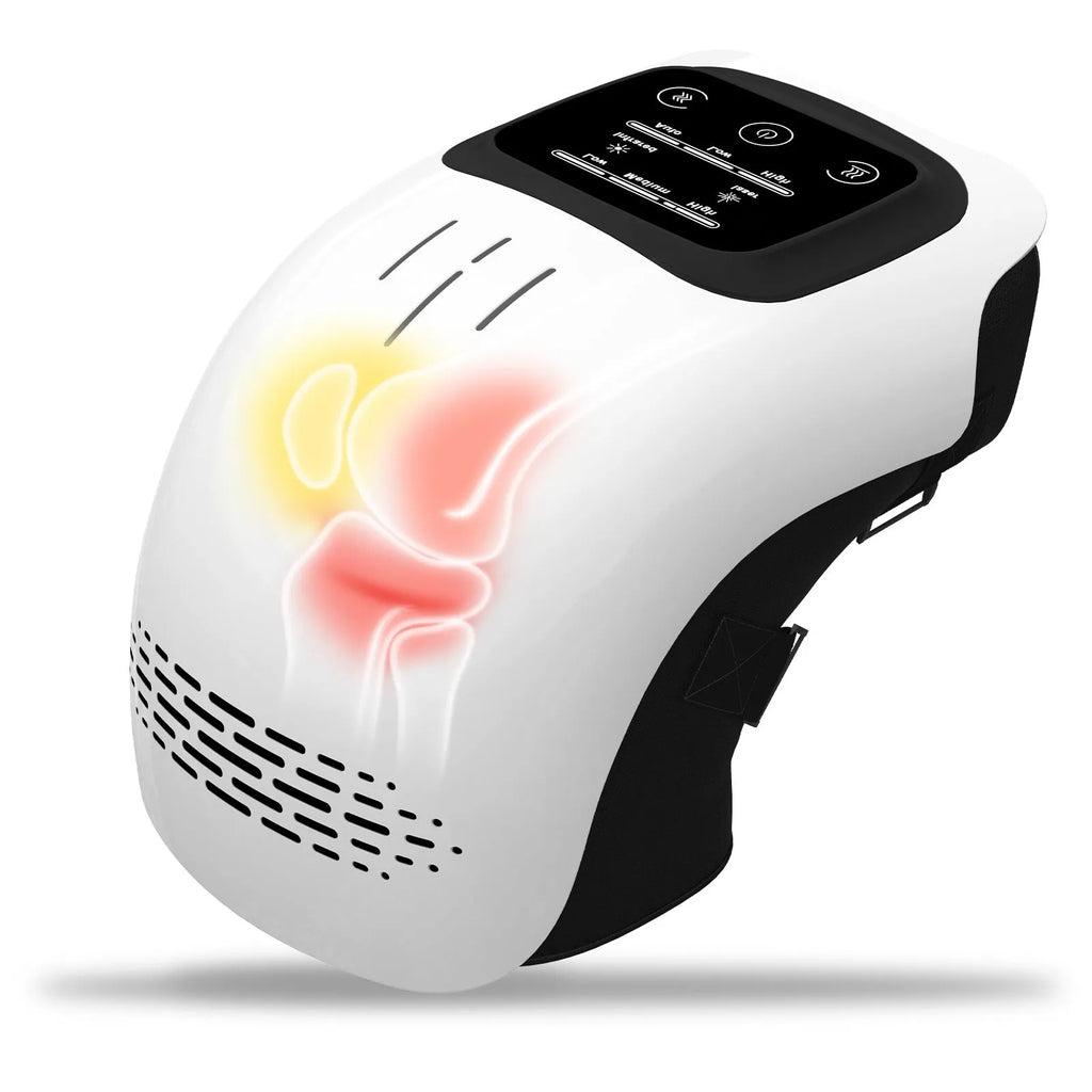 Intelligent electric knee massager with heating, kneading, infrared laser and vibration functions in white colour