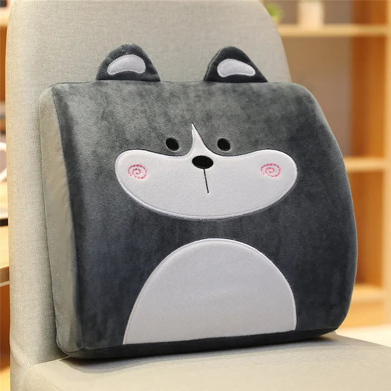 Cartoon memory foam seat back cushion with removable inner core and embroidery designs