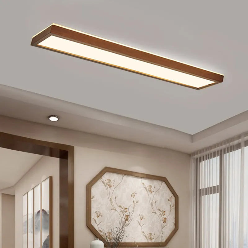 Solid wood long ceiling lamp in traditional Chinese style for balcony lighting