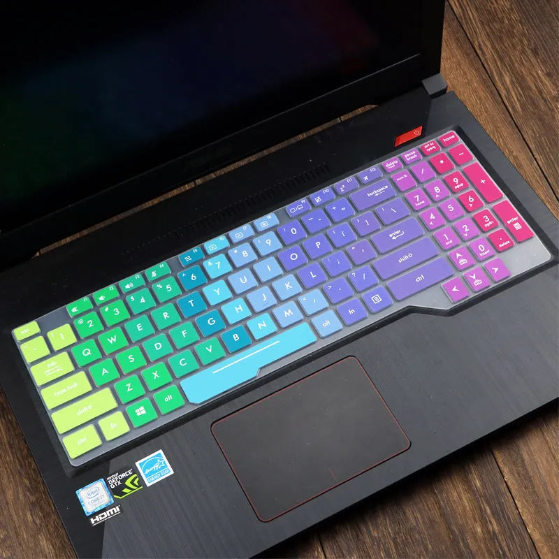 ASUS Flight laptop keyboard protective film cover in gradient blue colour option.