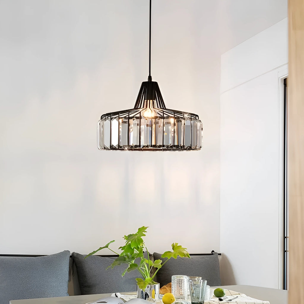 Modern crystal chandelier ceiling light in black or gold with LED full-spectrum lighting