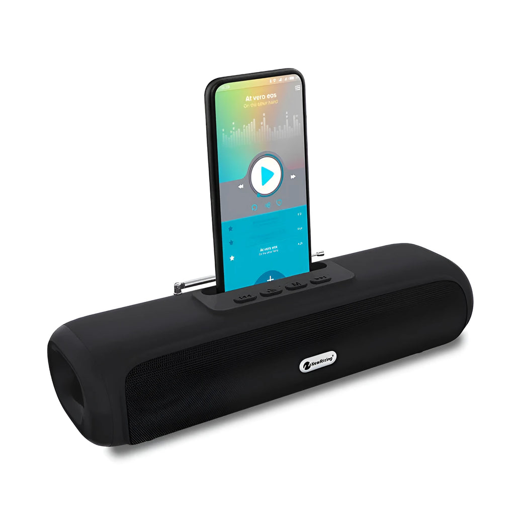 Desktop wireless long strip speaker with subwoofer in black, blue, red, or silver grey