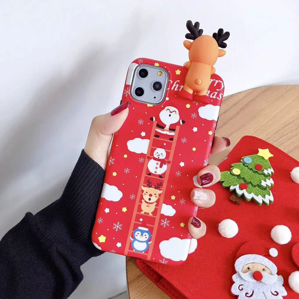 Christmas-themed silicone iPhone case back cover in festive colours for iPhone 6 to 11 Pro Max.