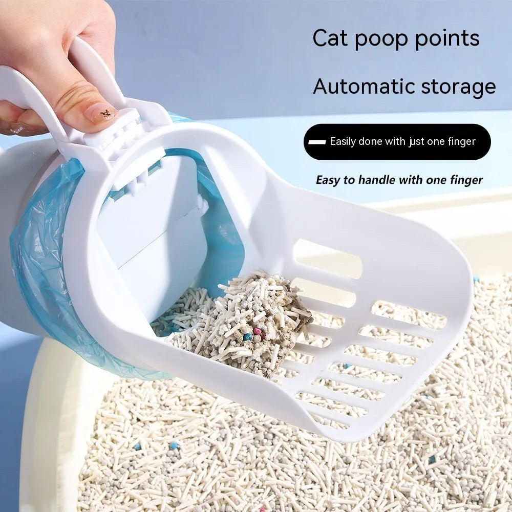 Grey cat litter scoop and waste bin system with foldable bottom and refill bags