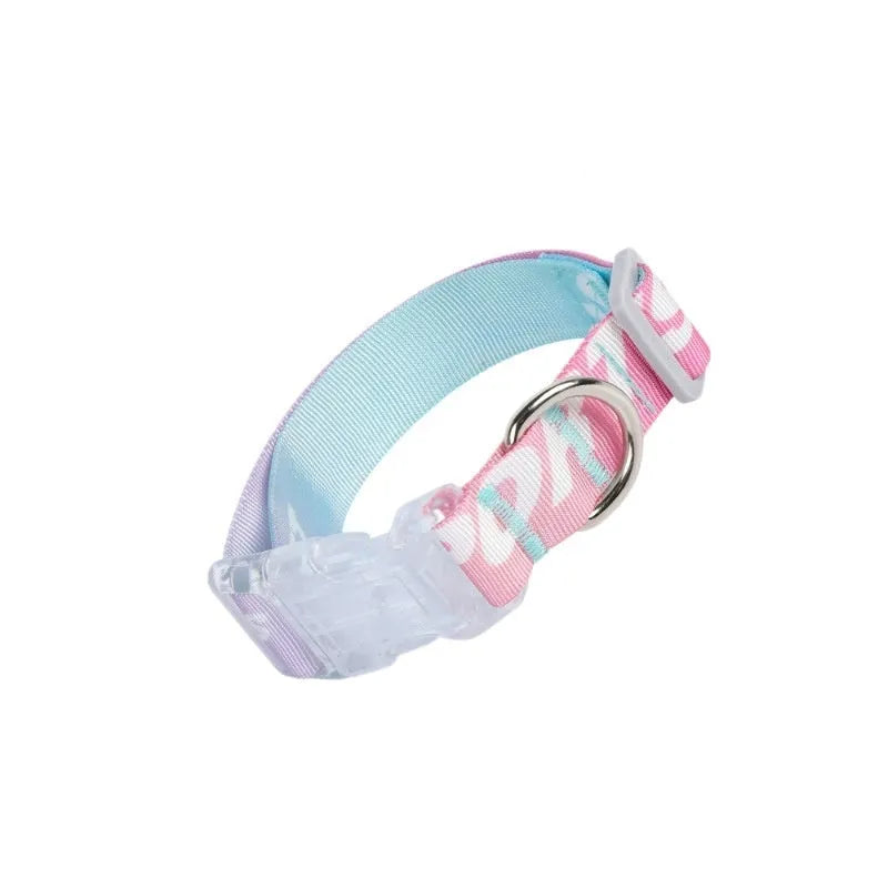 Adjustable nylon dog collar with cartoon gradient pattern in green colour options.