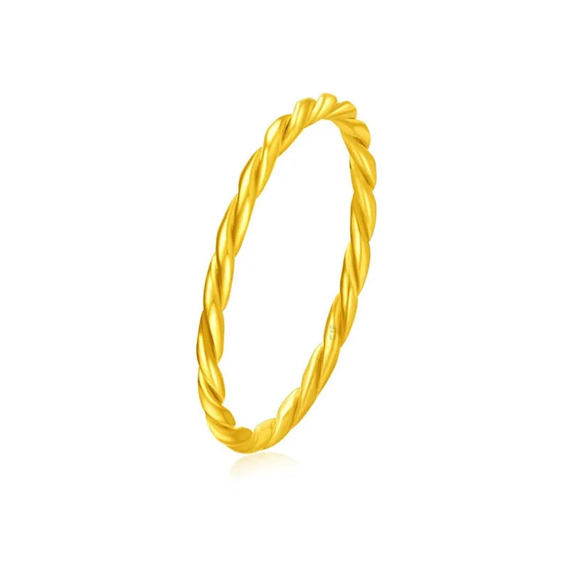 Brass gold plated women's bracelet ring showing twist, matte, and glossy finish options