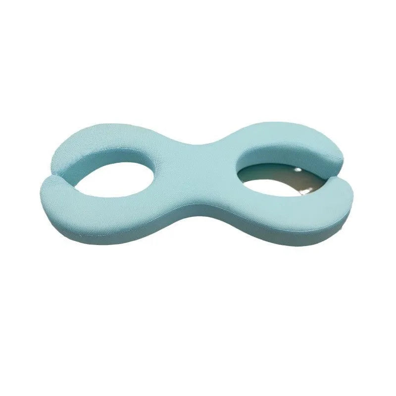Blue cylindrical memory foam cervical pillow showing 6cm and 9cm thickness options