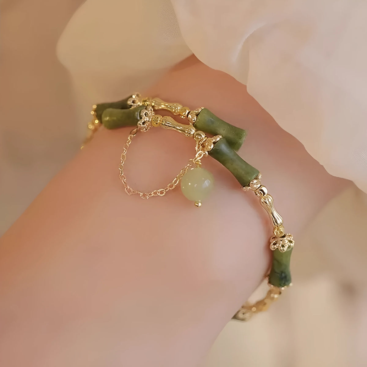 Women's personalised bamboo beaded bracelet with plum wine bamboo joint coloured glaze