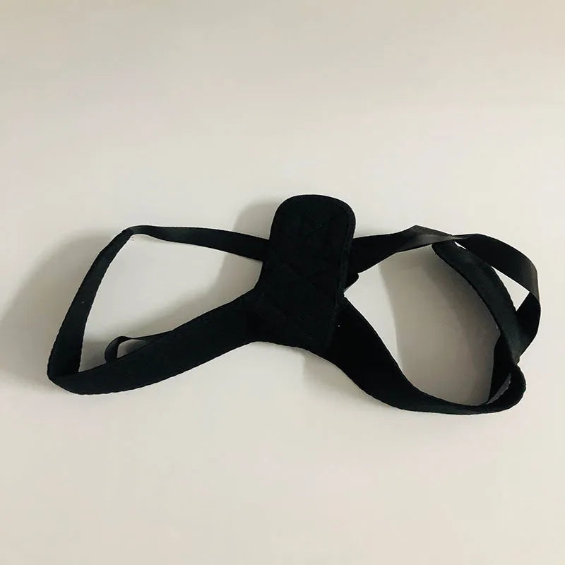Babaka adjustable nylon posture correction band worn for upper back support.