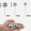 Glass disco ball cake decoration on wooden stick in multiple sizes for birthday cakes